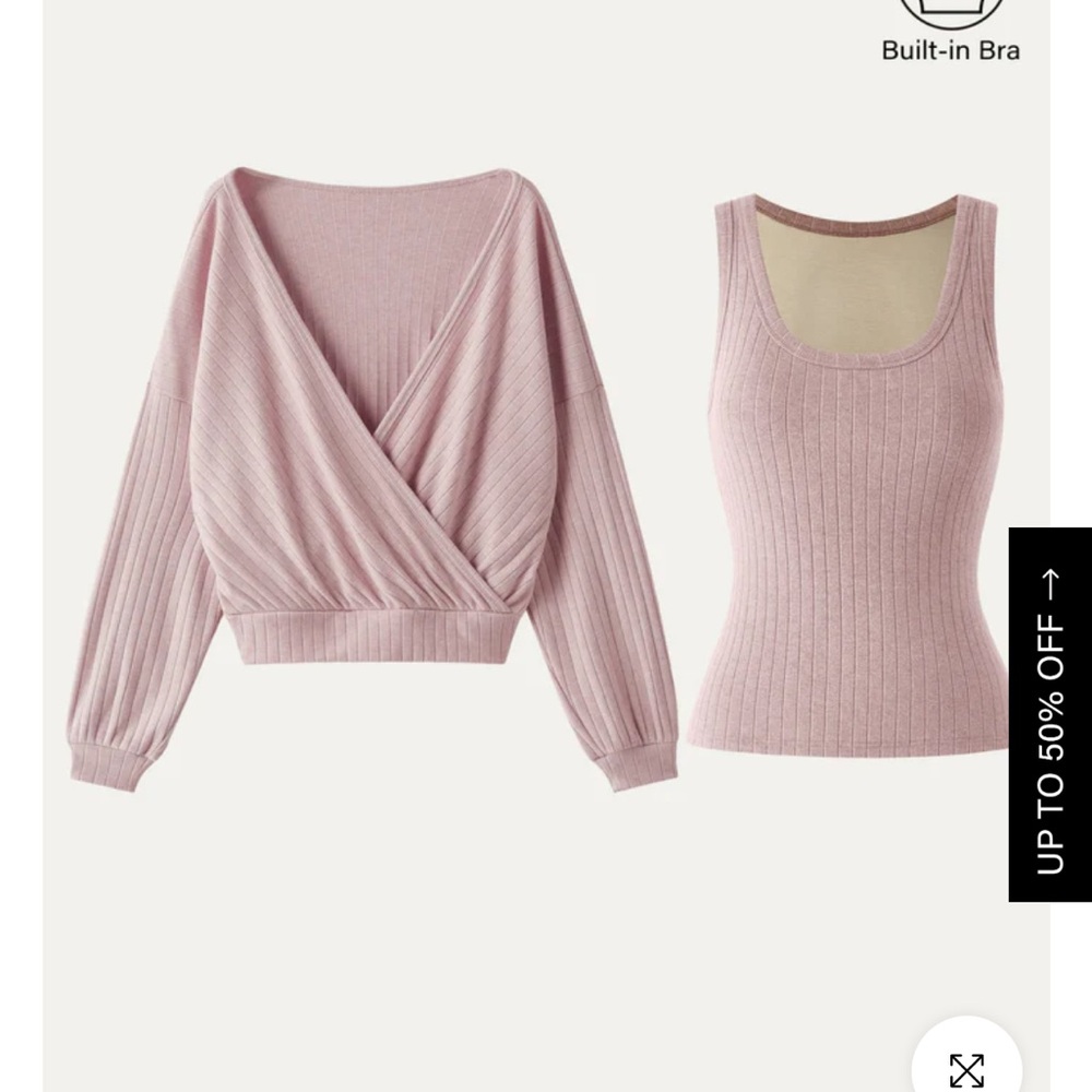 2 piece set wide rib scoop brain tank and surplice top